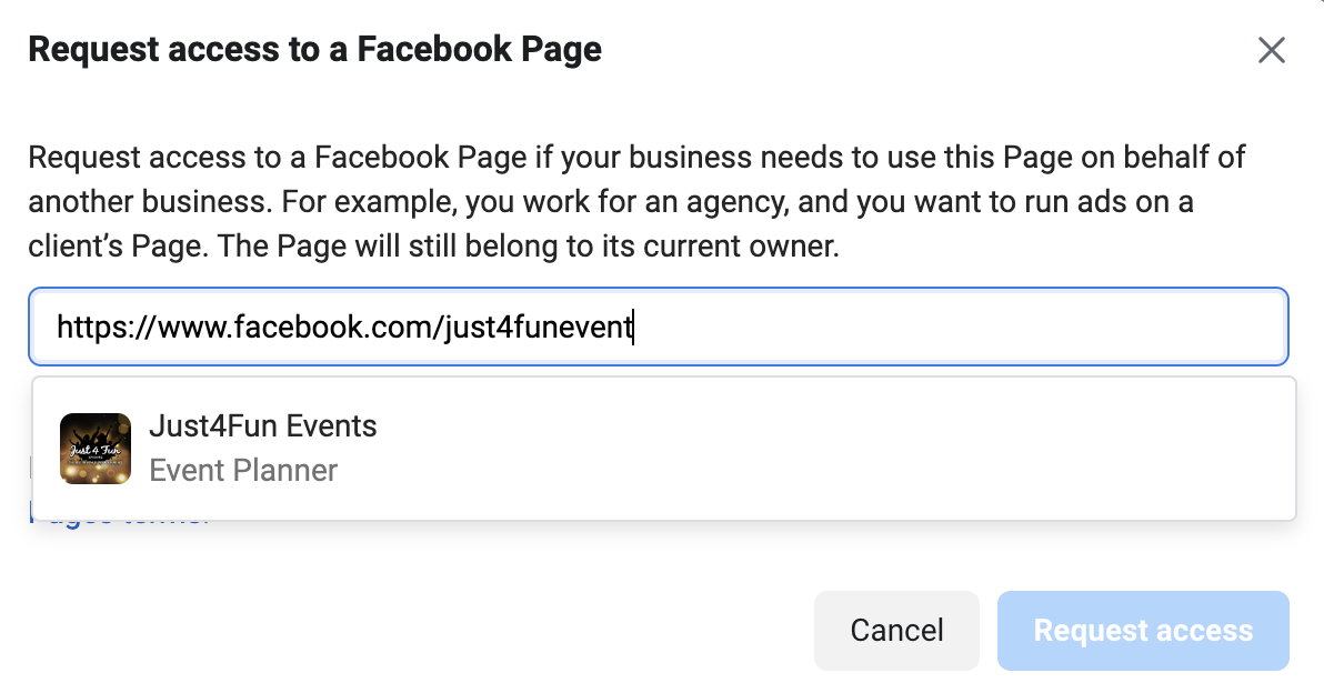 Facebook Business Manager Request Access To A Facebook Page