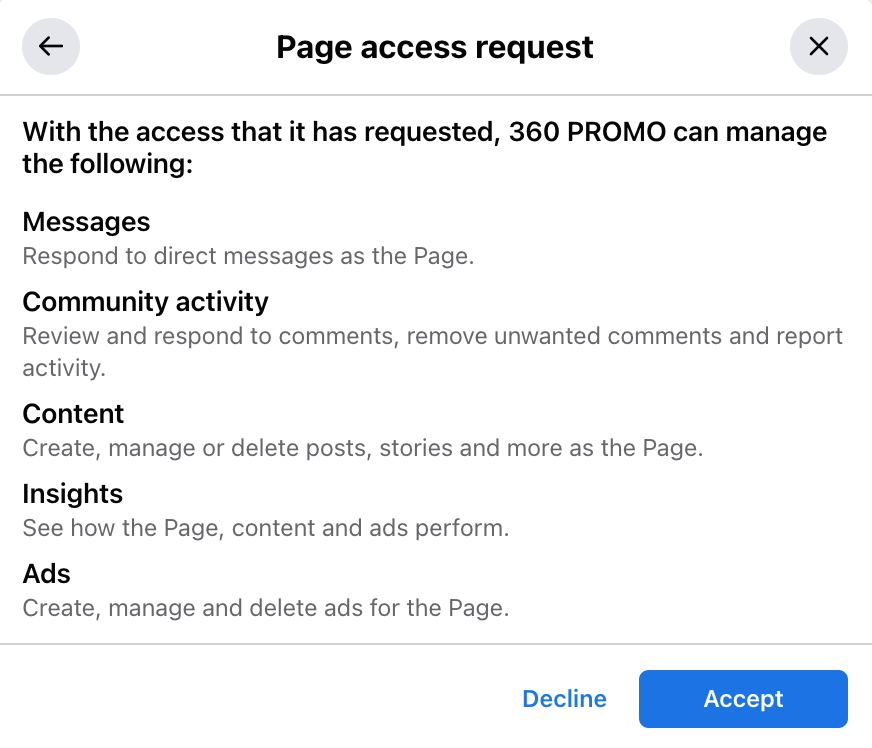 Facebook Business Manager Page Access Request